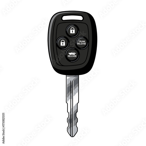 Car Key Fob with Buttons for Lock Unlock Trunk and Panic.