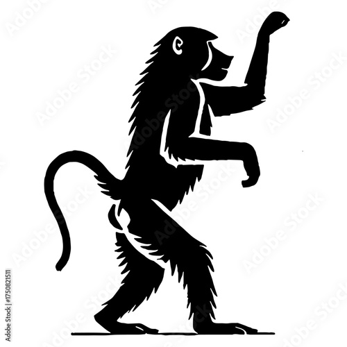 Cute Monkey Silhouette Hanging and Swinging for Wildlife and Zoo Concepts Flat Vector Illustration