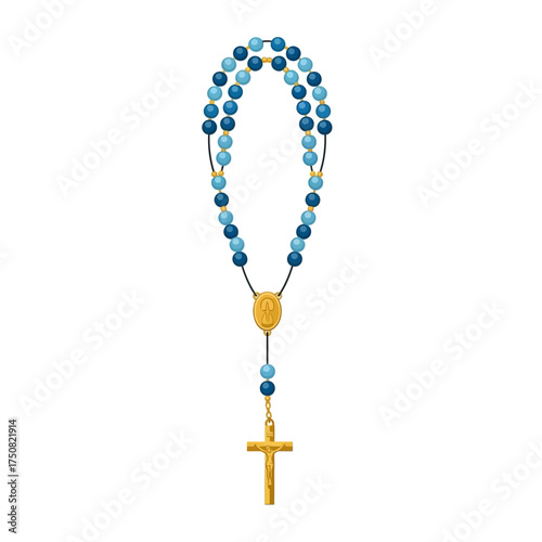 Catholic Rosary Beads with Cross and Medal.