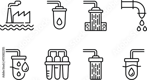 Water Filtration and Industrial Icons untitled illustration