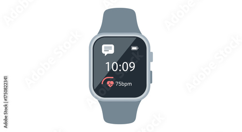 Digital fitness companion showcasing time, notifications and health metrics on a smartwatch