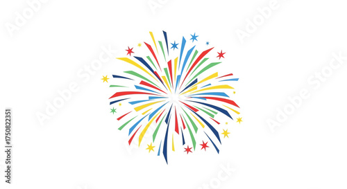 Festive colorful explosion graphic illustration with stars and stripes isolated on white