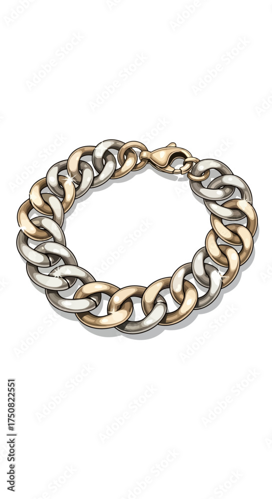 Obraz premium Chunky TriColor Gold Chain Bracelet.