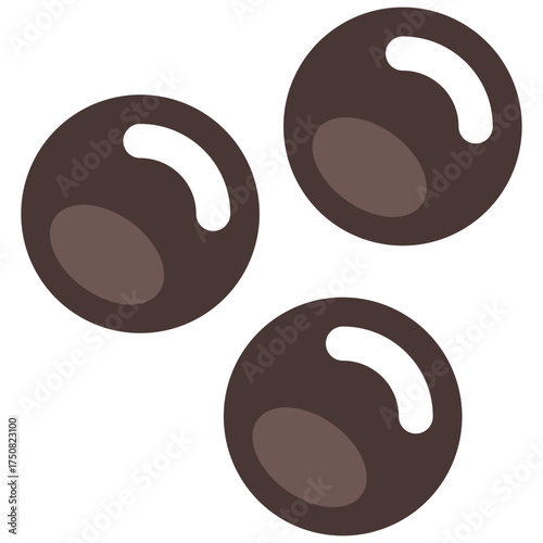 A boba pearl icon vector showing black tapioca balls used in bubble tea beverages.