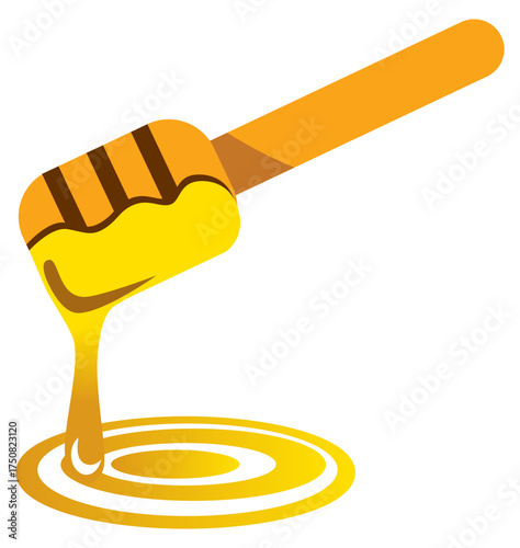 A honey stick icon vector showing golden honey used in drinks and desserts.