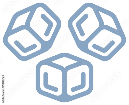 A cool ice cube icon vector illustrating frozen ice used in refreshing drinks and teas.