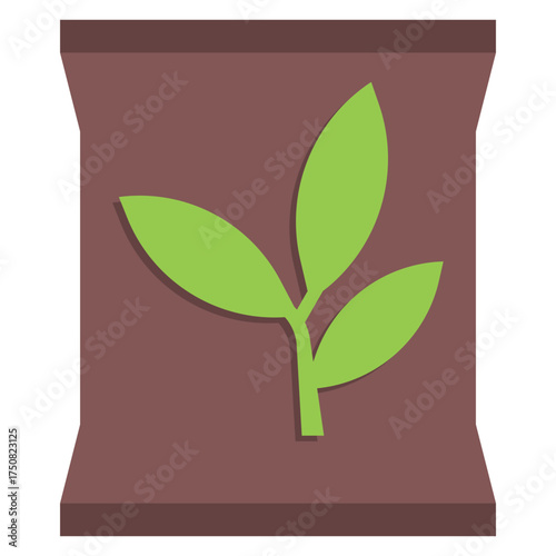 A tea bag icon vector illustration showing dried tea leaves for brewing drinks.