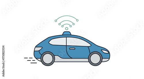 Stylized illustration of autonomous vehicle, representing future transportation system trends and
