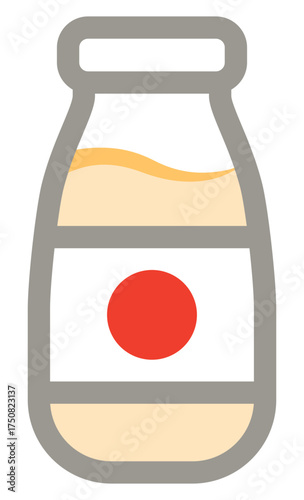 A milk bottle icon vector representing fresh dairy used in milk tea or coffee drinks.
