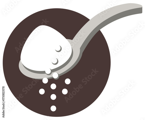 A scoop of sugar icon vector representing sweet ingredients for drinks or desserts.