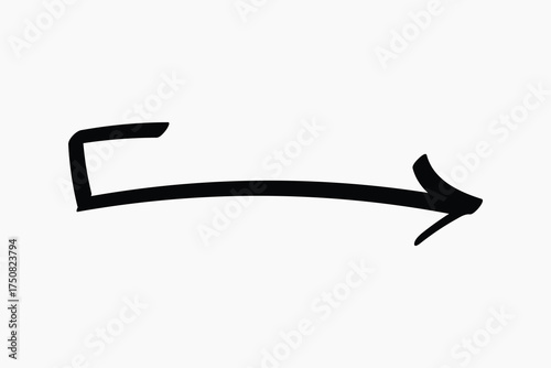 Simple black curved arrow illustration vector