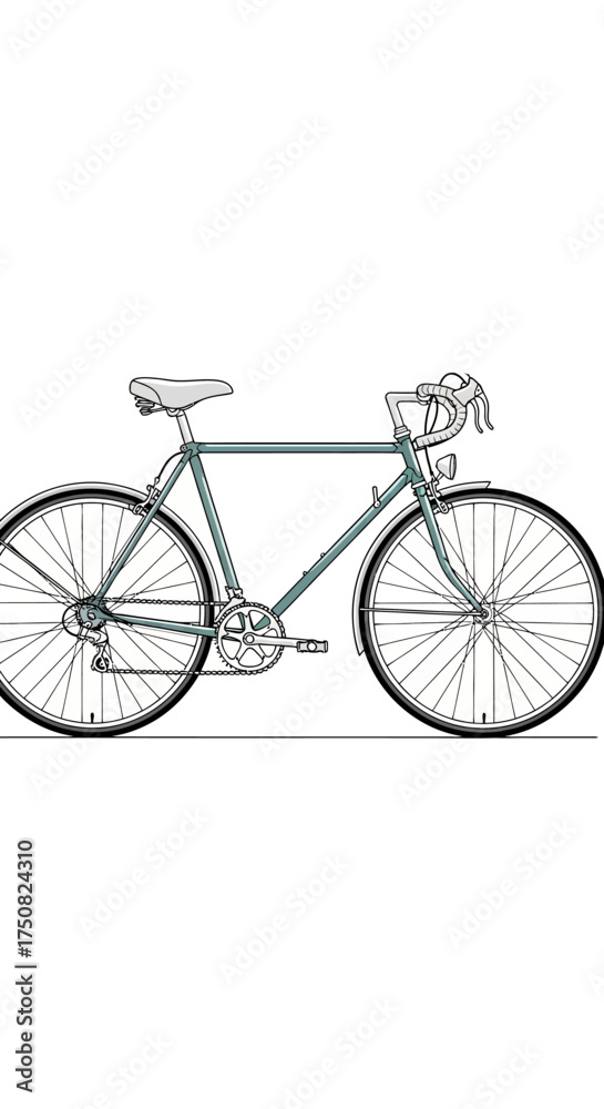 Fototapeta premium Classic Bicycle Line Drawing.