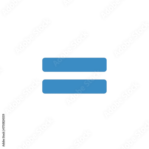 Minimalist Blue Horizontal Double Bar Equal Sign Icon Isolated on White Background Simple Geometric Graphic Element Representing Equality Comparison