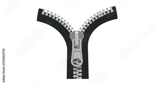 Close up of a zipper on a black fabric.