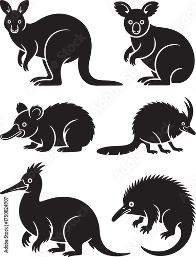 Iconic Australian animals silhouette collection