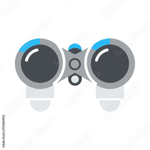 Retro Binoculars with Blue Accents and Gray Body Offering Clear Vision and Observation Capabilities for Exploring Distant Landscapes and Wildlife