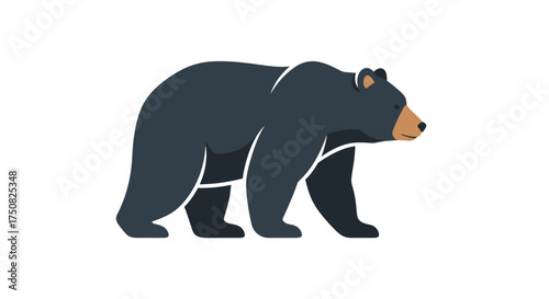 Stylized Black Bear Illustration on White Backdrop for Wildlife and Nature Projects