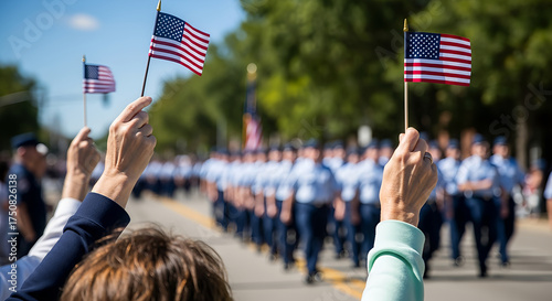 Celebrating Veterans Day Honoring Military Service and Patriotism with the American Flag and Parade
