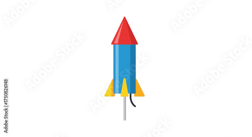 Colorful Rocket Firework Isolated on White Background.