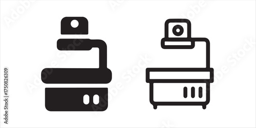 Modern CT scanner icon set for medical imaging and diagnostics, perfect for technology designs and healthcare websites or apps with a clean, minimalist style vector illustration