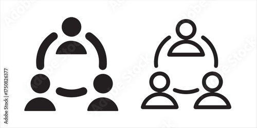 Dynamic teamwork icon shows collaboration and connection for a modern business or social network, emphasizing team synergy and relationships vector illustration