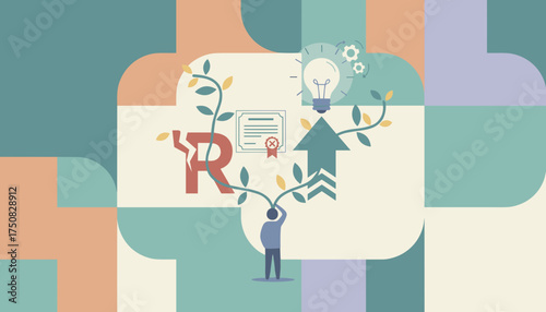 Personal growth innovation and risk management lead to achievement and upward progress