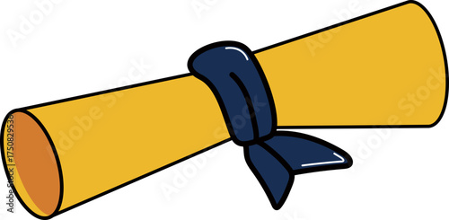 Rolled Graduation Diploma Illustration with Ribbon