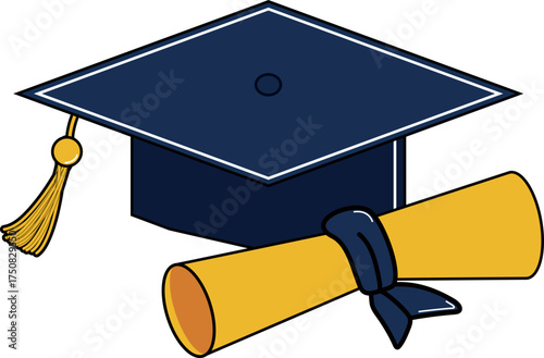 Graduation Cap Illustration for Education and Ceremony Design
