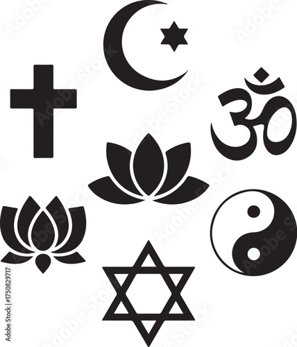 Universal symbols of faith and harmony unite diverse beliefs