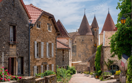 France, the medieval village of Châteauneuf or Châteauneuf-en-Auxois and its castle, located in Bourgogne-Franche-Comté.