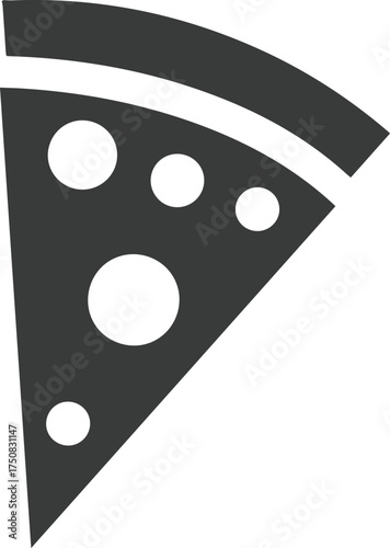 Dark Gray Slice of Pizza with Pepperoni Isolated on White food italian