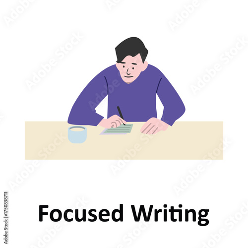 Focused Writing Vector Illustration Which can easily edit or modify