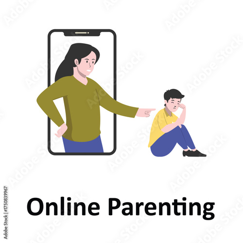 Online Parenting Vector Illustration Which can easily edit or modify