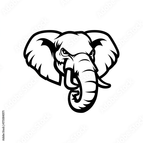 Wallpaper Mural Bold elephant head logo with determined expression, perfect for branding or mascot design, conveying strength, power, and determination for your project Torontodigital.ca