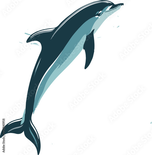 Majestic dolphin and owl hybrid creature illustration combining marine and avian characteristics on white background