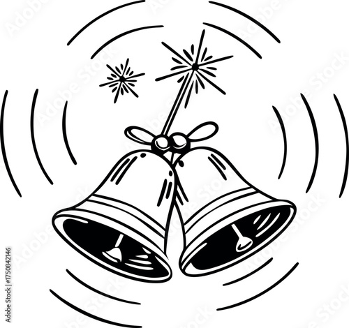 Festive Christmas Bells And Gifts Illustration With Subtle Silhouette For Holiday Branding