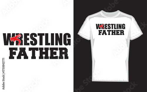 Dynamic silhouette of a father and child engaged in wrestling celebrating family bonding and the spirit of the sport perfect for fan merchandise and apparel