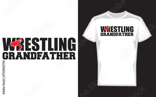 Wrestling grandfather and family fan silhouette design celebrating generations of wrestling enthusiasts and their passion for the sport