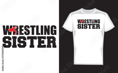 Dynamic silhouette of a wrestling family celebrating sisterhood and a fan s passion for the sport perfect for apparel and merchandise
