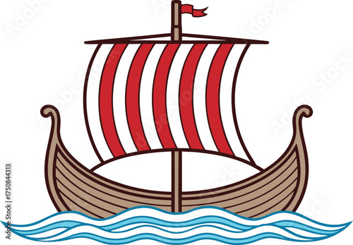 Leif Erikson Day Illustration. Viking Ship Design. Nordic Holiday Artwork. Leif Erikson Celebration Illustration. Historical Viking Design. Scandinavian Explorer Artwork. Leif Erikson Illustration