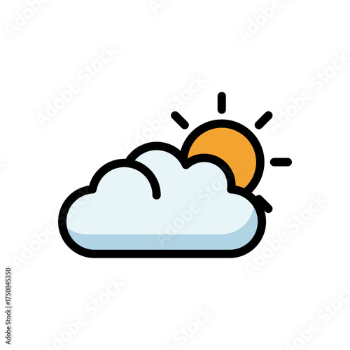 Sunny weather with a cloud icon representing partly cloudy conditions during the day