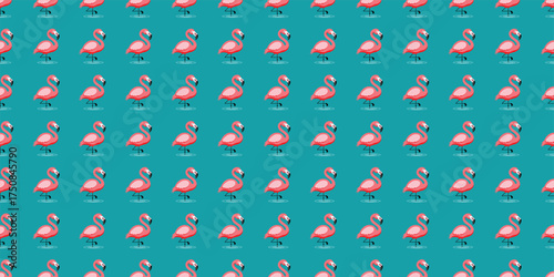 Pink Flamingo Bird Seamless Pattern Aquatic Animal Design Tropical Background for Textile Print Summer