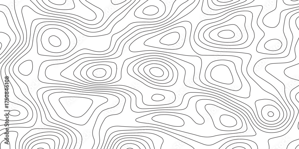 Fototapeta premium Abstract Black and White Topographic Contour Lines Seamless Pattern.