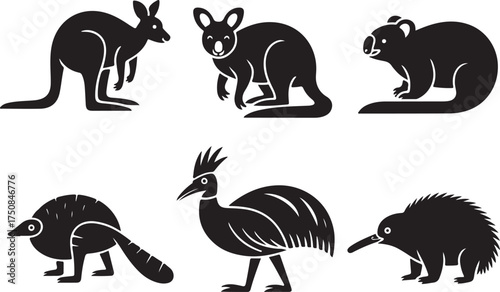 Unique Australian wildlife icons for creative designs