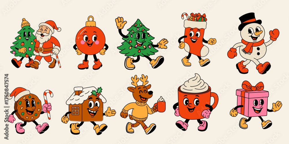 Fototapeta premium Festive Cartoon Characters for Christmas and Winter Designs