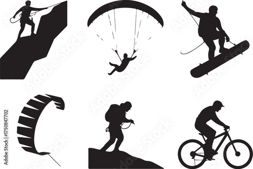 Adventure sports silhouettes for active lifestyle
