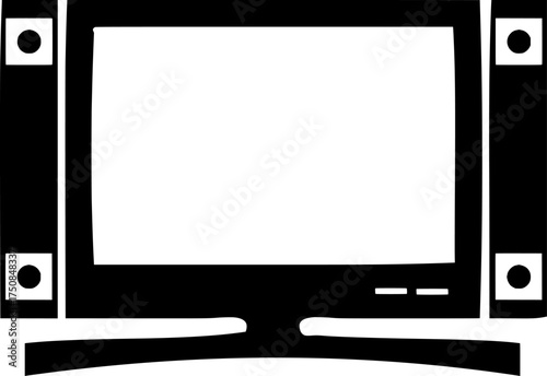 Monitor and TV with Speakers Vector Illustration