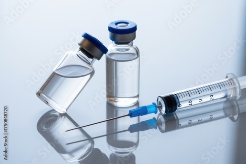 Vaccine vials and syringe ready for injection offering hope and medical solution