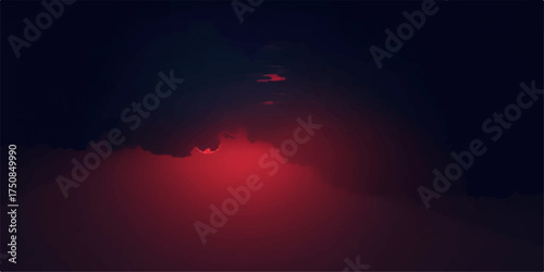 Abstract pixelated red light emanating from darkness creating a mystical and futuristic glowing atmospheric effect