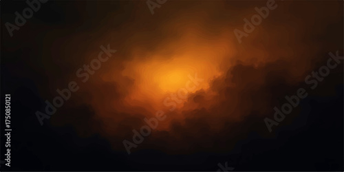 Abstract fiery orange glow emanating from a dark smoky textured background with a sense of mystery and warmth